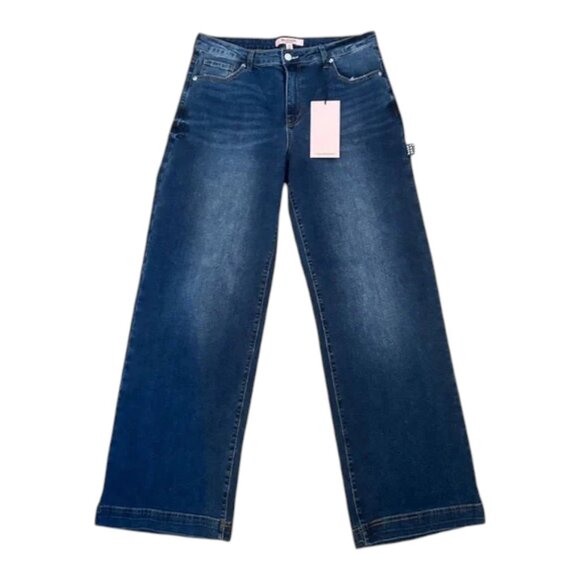 JUICY COUTURE STRAIGHT LEG HIGH WAIST JEANS RHINESTONE LOGO - Picture 2 of 4